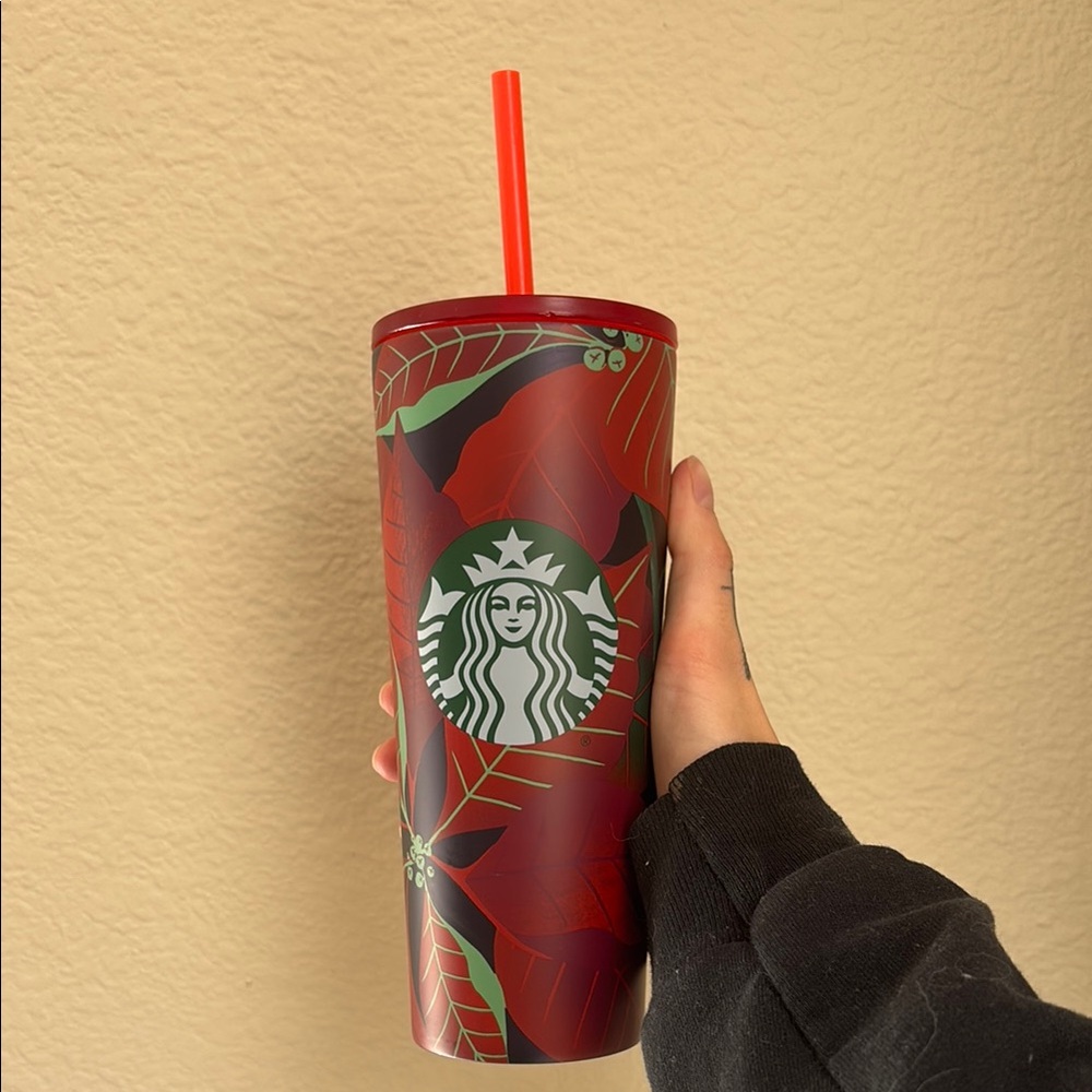 Starbucks 2020 16oz Poinsettia Holiday Stainless Steel Tumbler